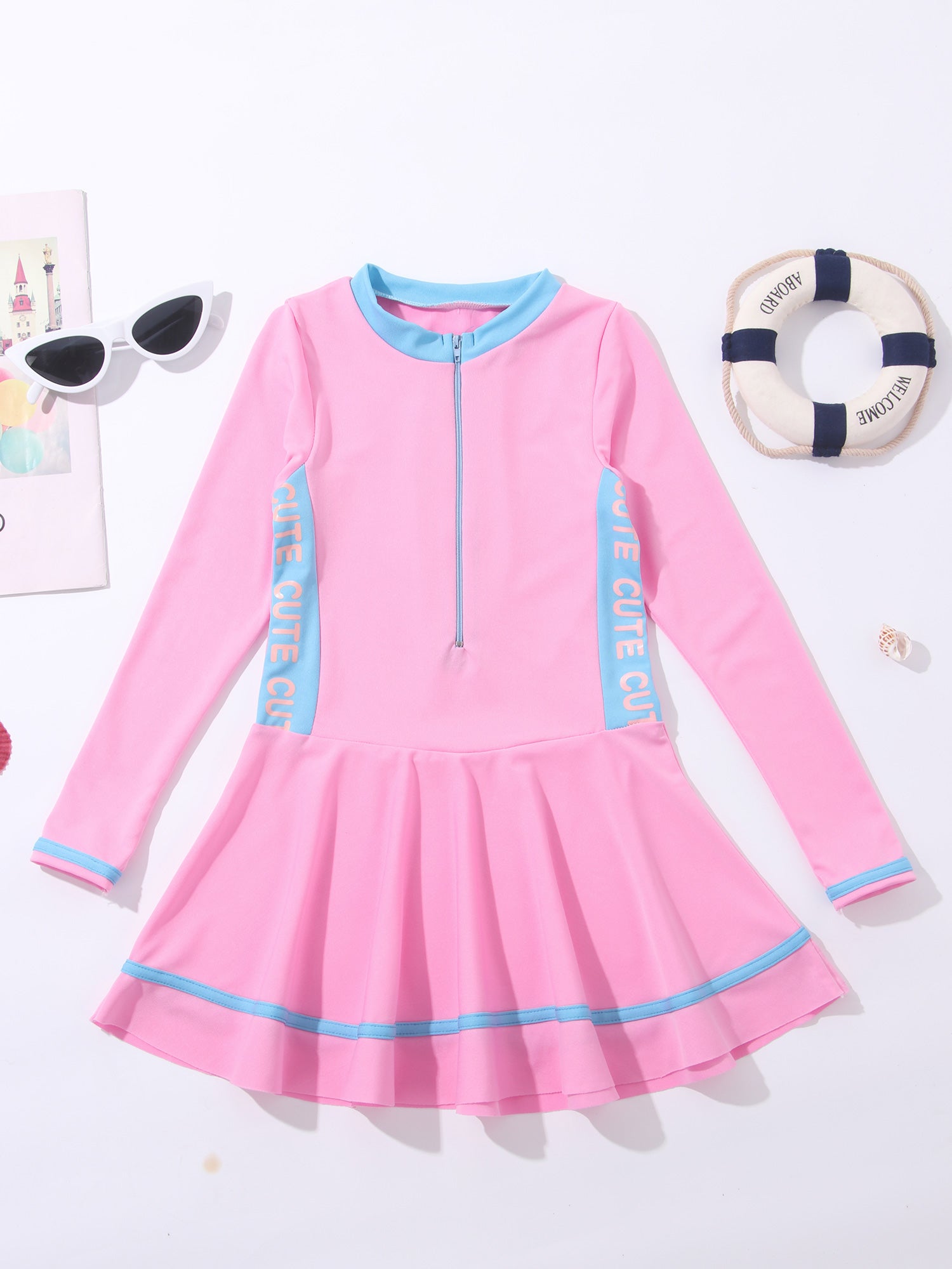Solid Color Children's Dress Style Swimsuit