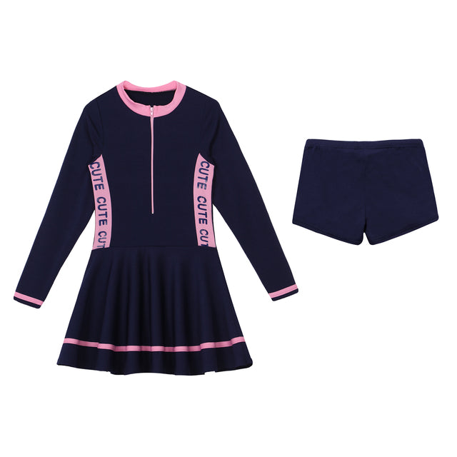 Solid Color Children's Dress Style Swimsuit