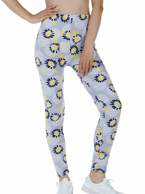 YSDNCHI Summer Flower Print Gym Leggings for Women